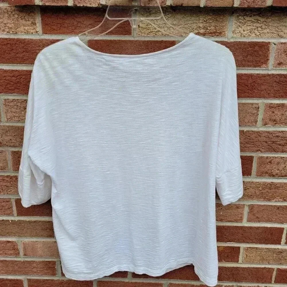 Chico's Blouse Women's Size Large Metallic Gold Leave Pattern - Picture 2 of 4